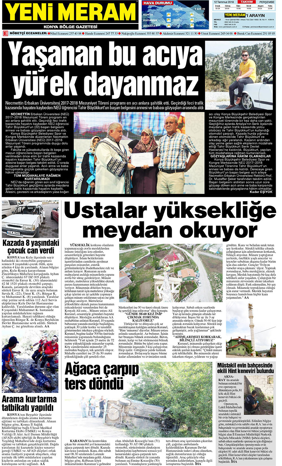 12 Temmuz 2018 Yeni Meram Gazetesi