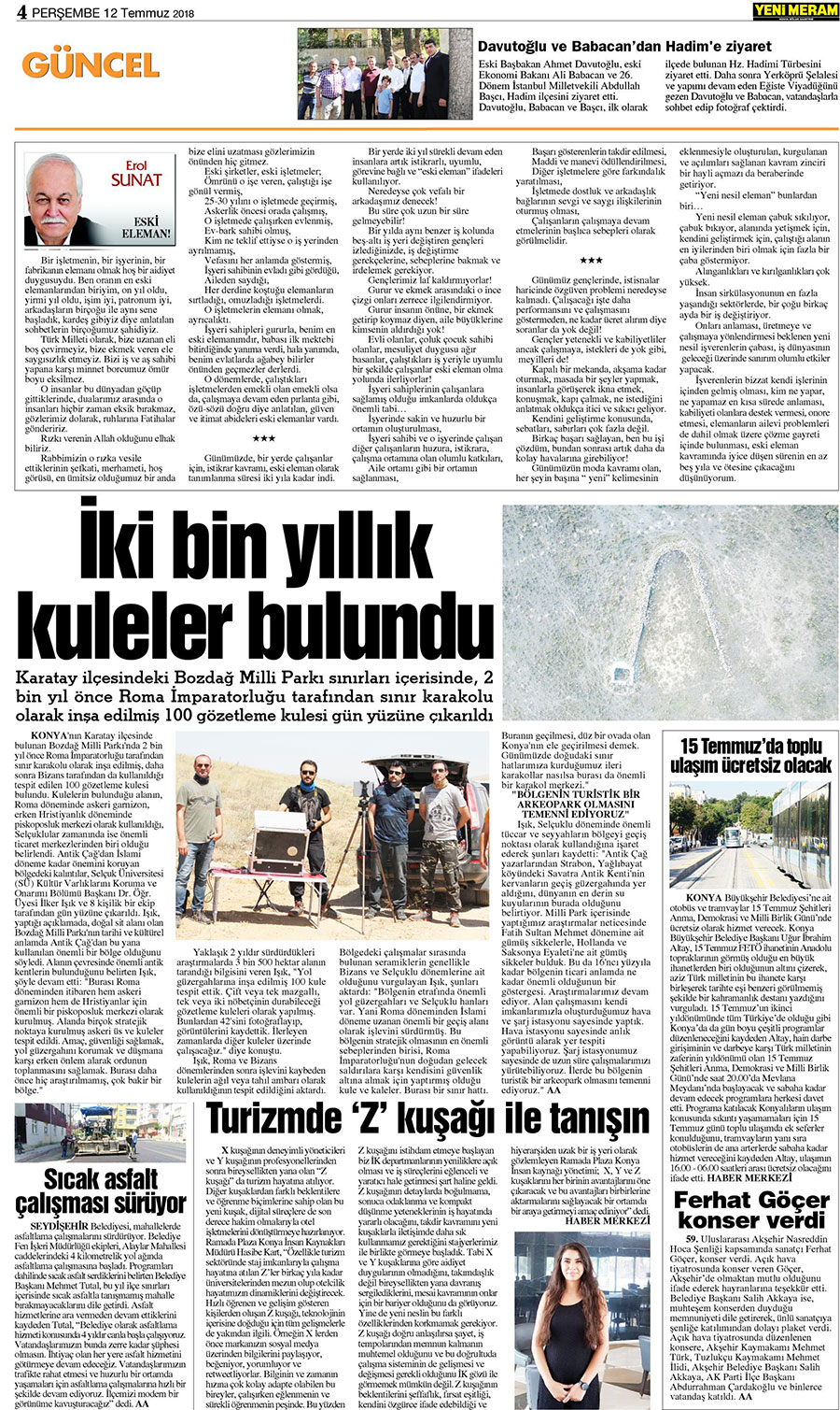 12 Temmuz 2018 Yeni Meram Gazetesi