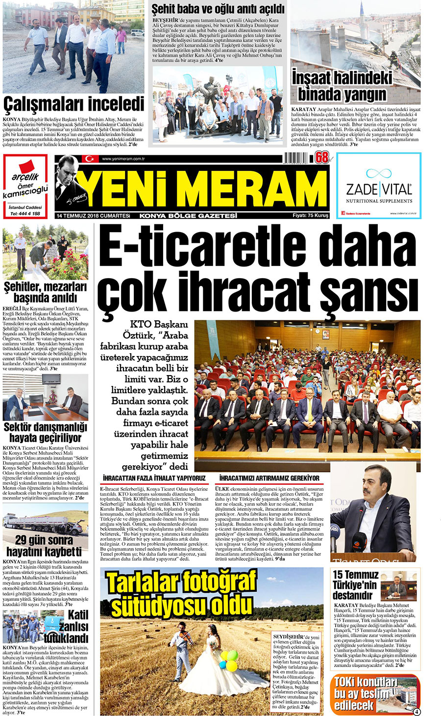 14 Temmuz 2018 Yeni Meram Gazetesi