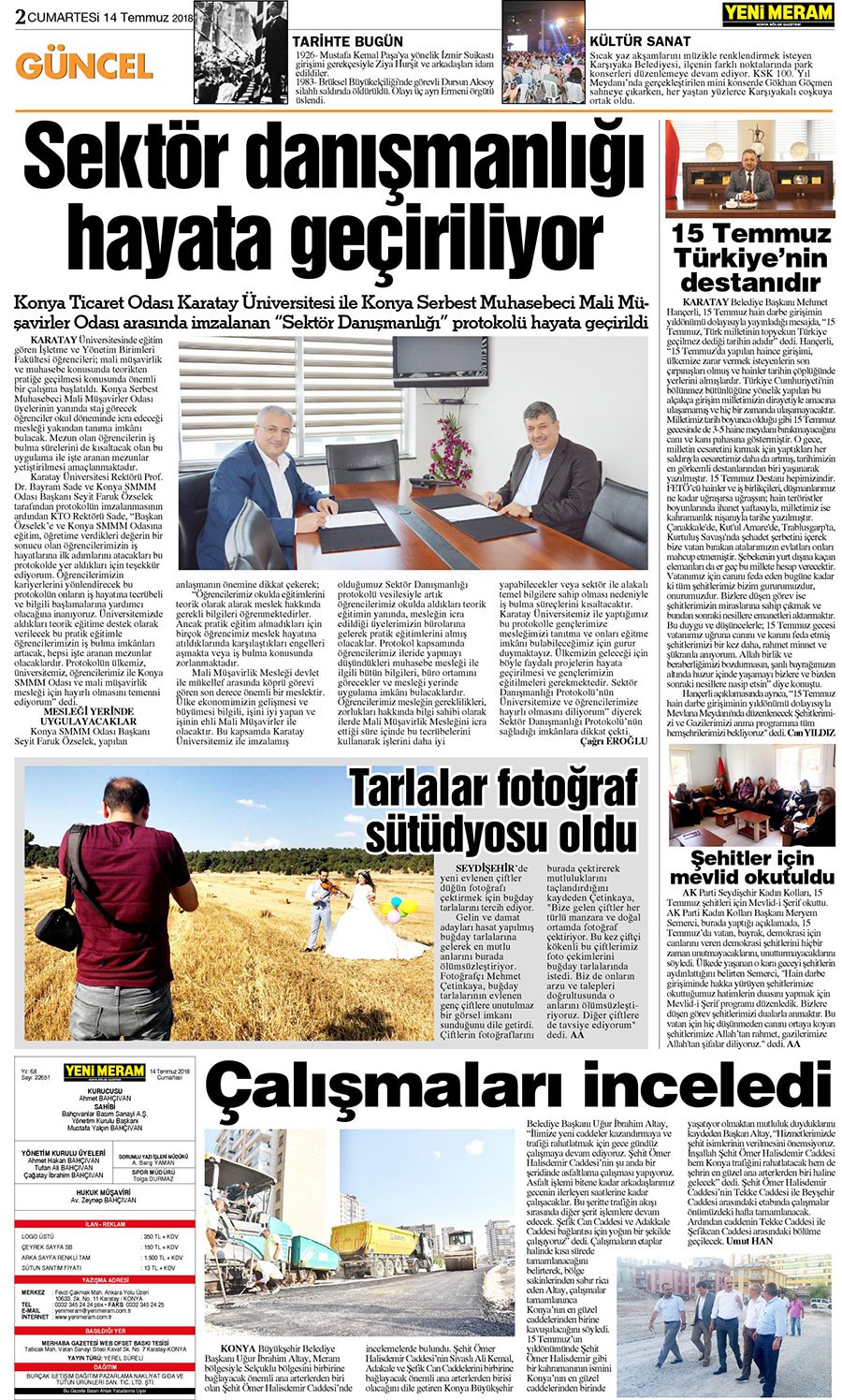 14 Temmuz 2018 Yeni Meram Gazetesi