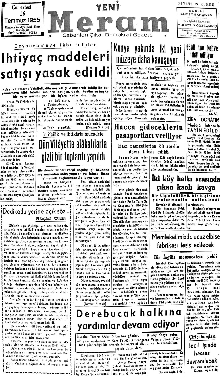 16 Temmuz 2018 Yeni Meram Gazetesi