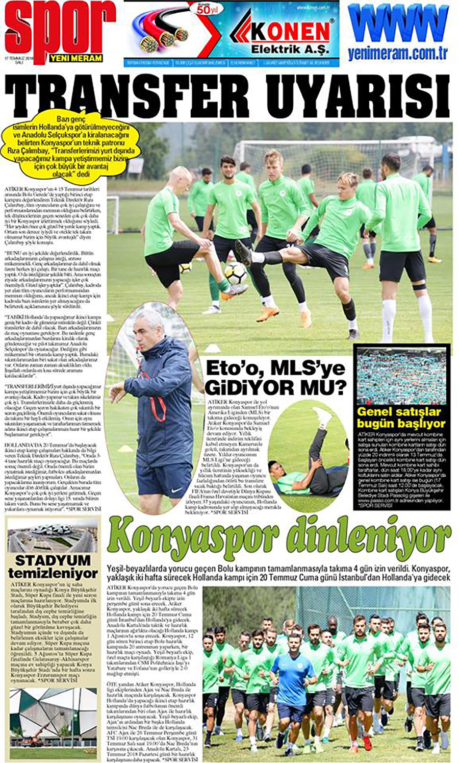 17 Temmuz 2018 Yeni Meram Gazetesi