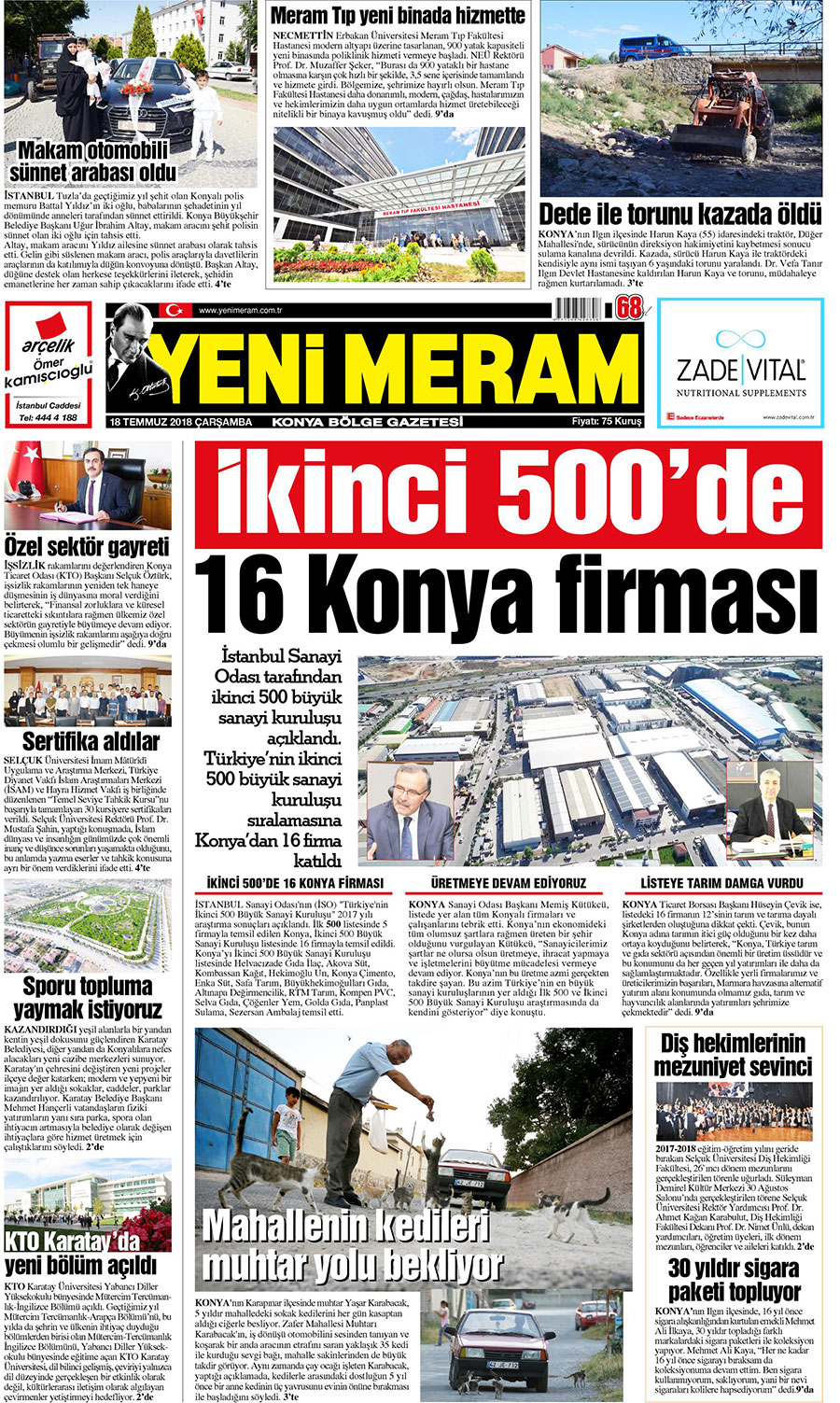 18 Temmuz 2018 Yeni Meram Gazetesi