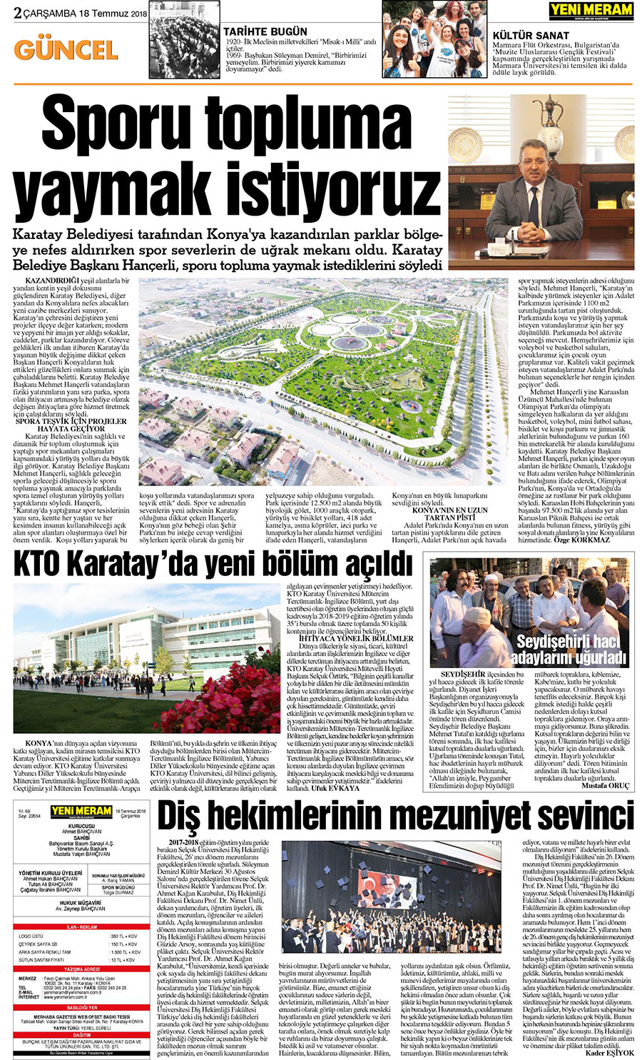 18 Temmuz 2018 Yeni Meram Gazetesi