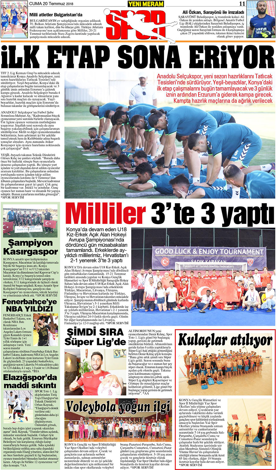 20 Temmuz 2018 Yeni Meram Gazetesi