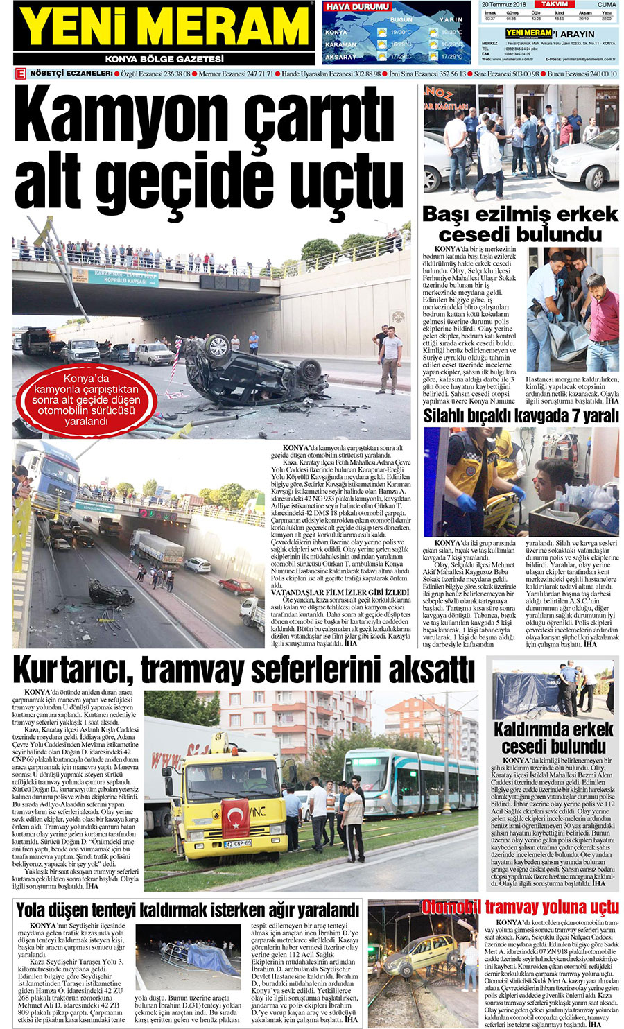 20 Temmuz 2018 Yeni Meram Gazetesi