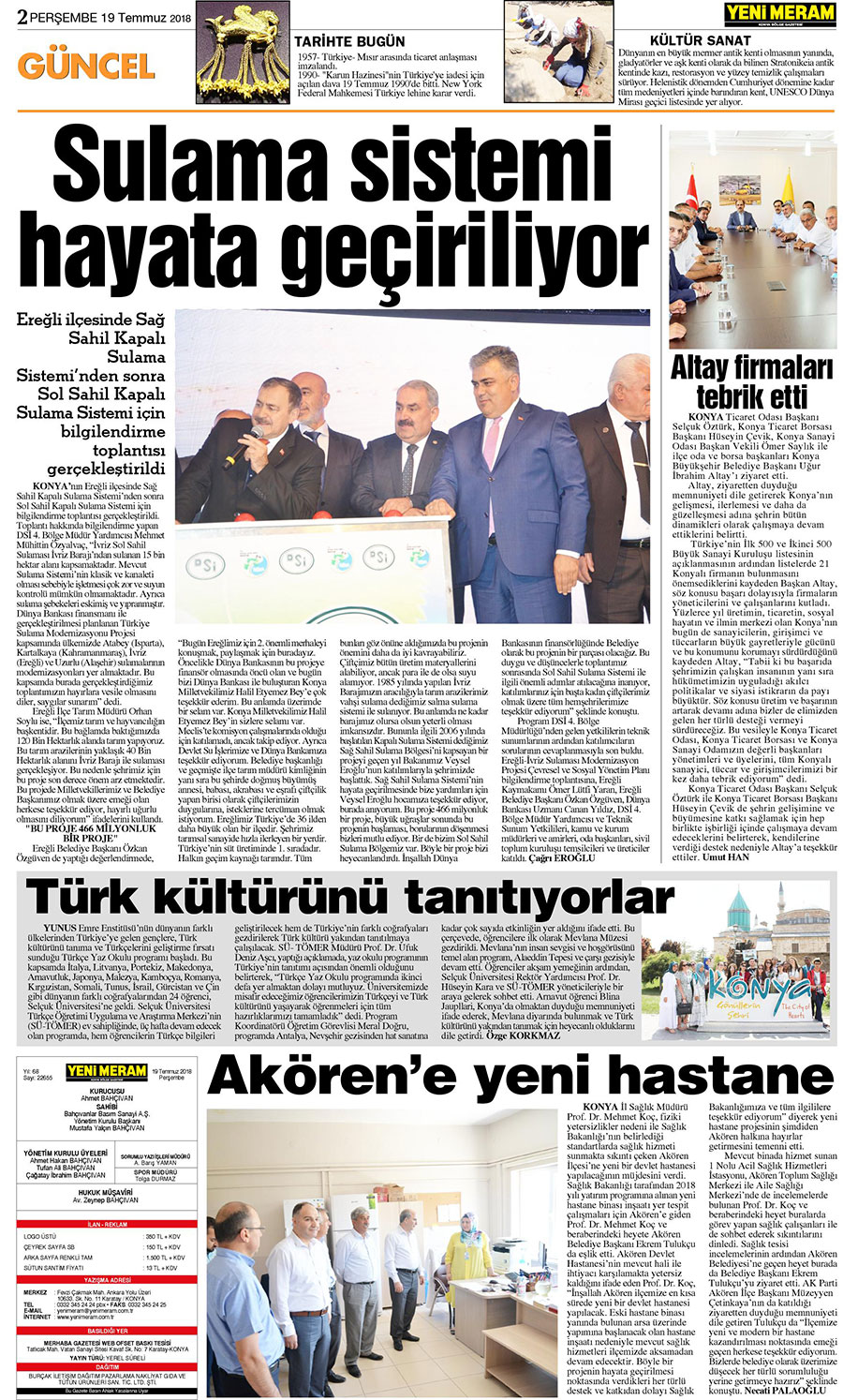 19 Temmuz 2018 Yeni Meram Gazetesi