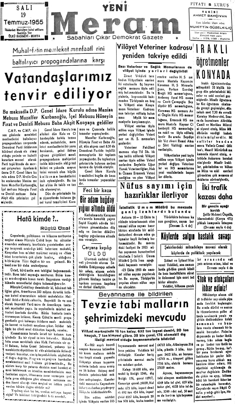 19 Temmuz 2018 Yeni Meram Gazetesi