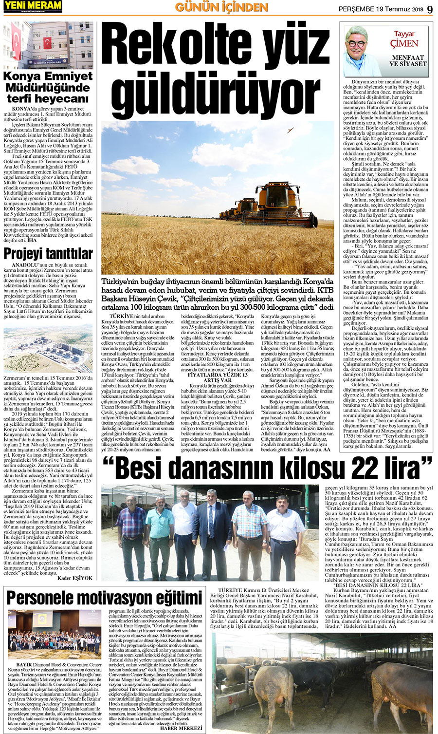 19 Temmuz 2018 Yeni Meram Gazetesi