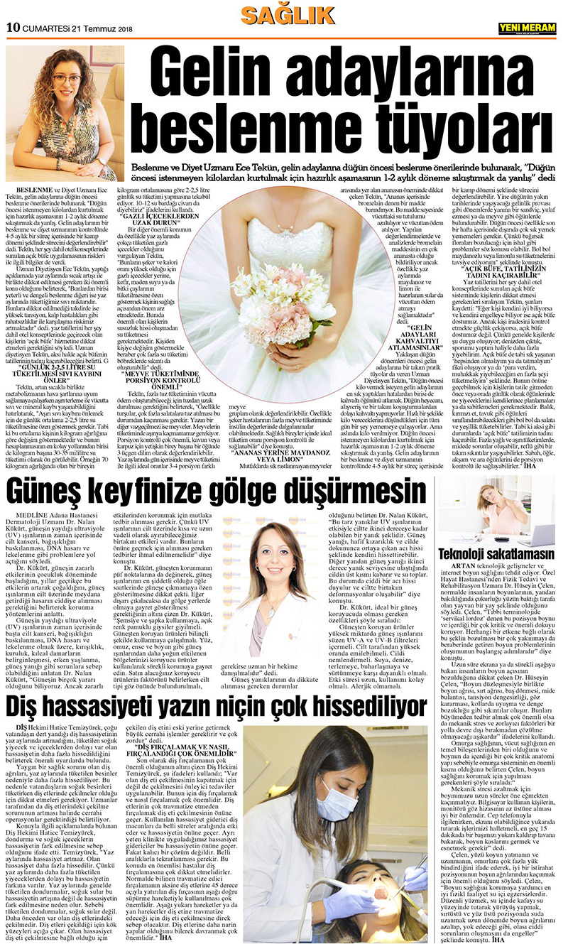 21 Temmuz 2018 Yeni Meram Gazetesi