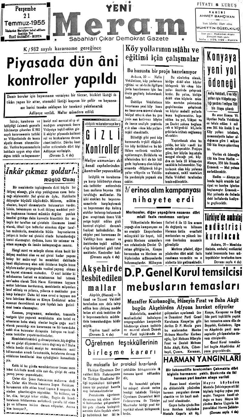 21 Temmuz 2018 Yeni Meram Gazetesi