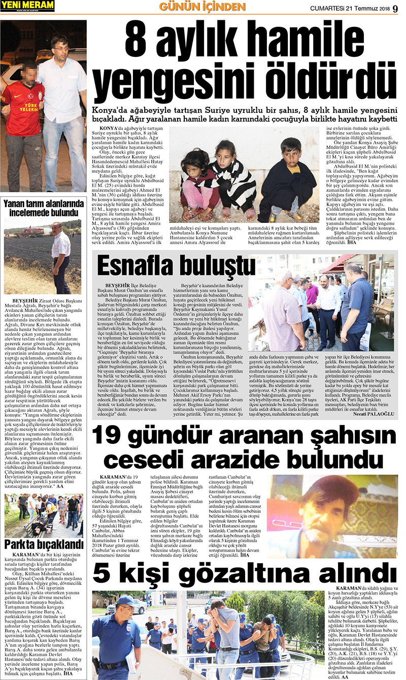 21 Temmuz 2018 Yeni Meram Gazetesi