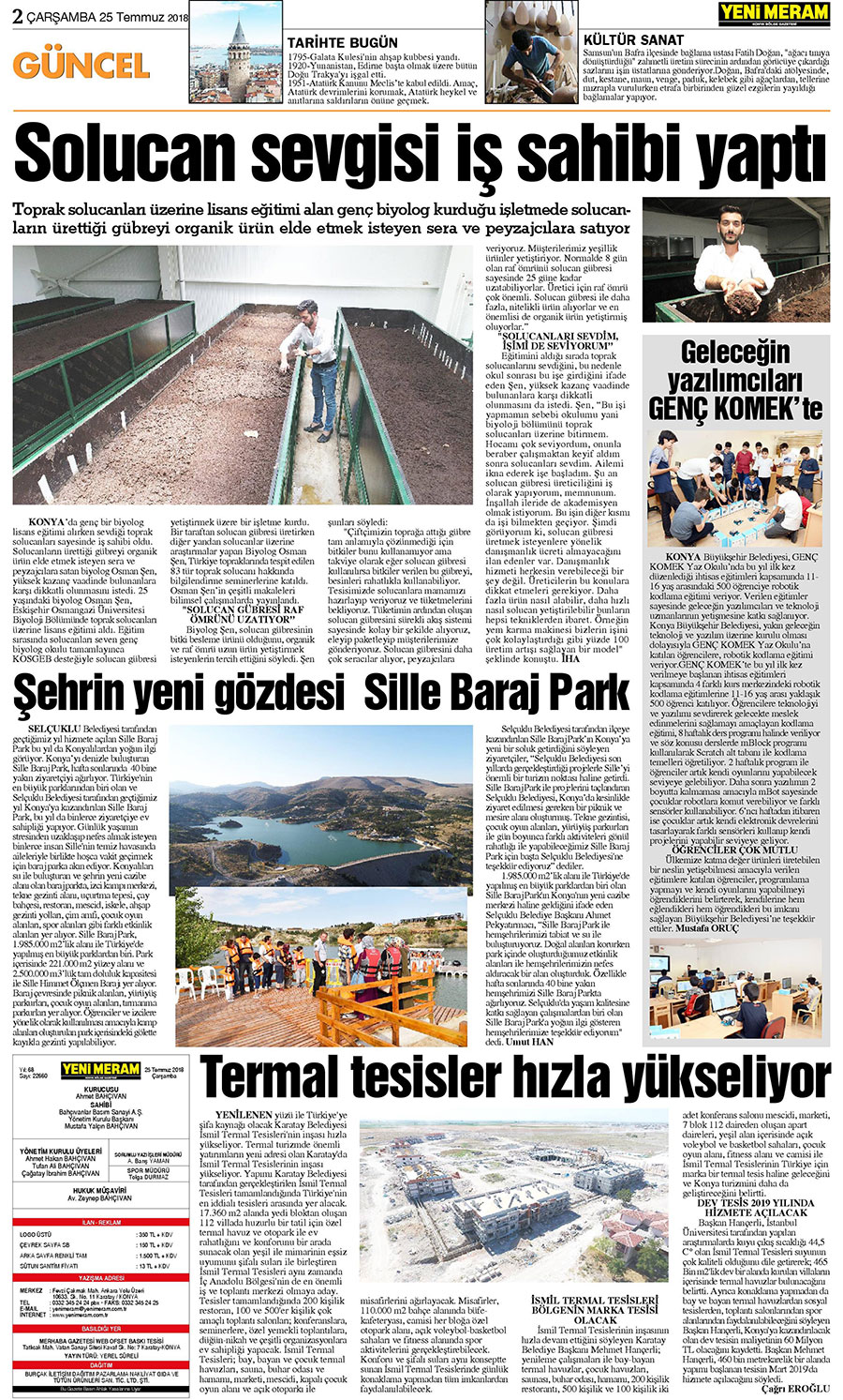 25 Temmuz 2018 Yeni Meram Gazetesi