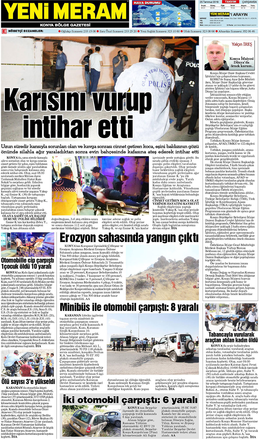 25 Temmuz 2018 Yeni Meram Gazetesi