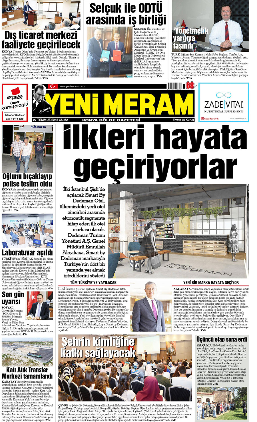 27 Temmuz 2018 Yeni Meram Gazetesi