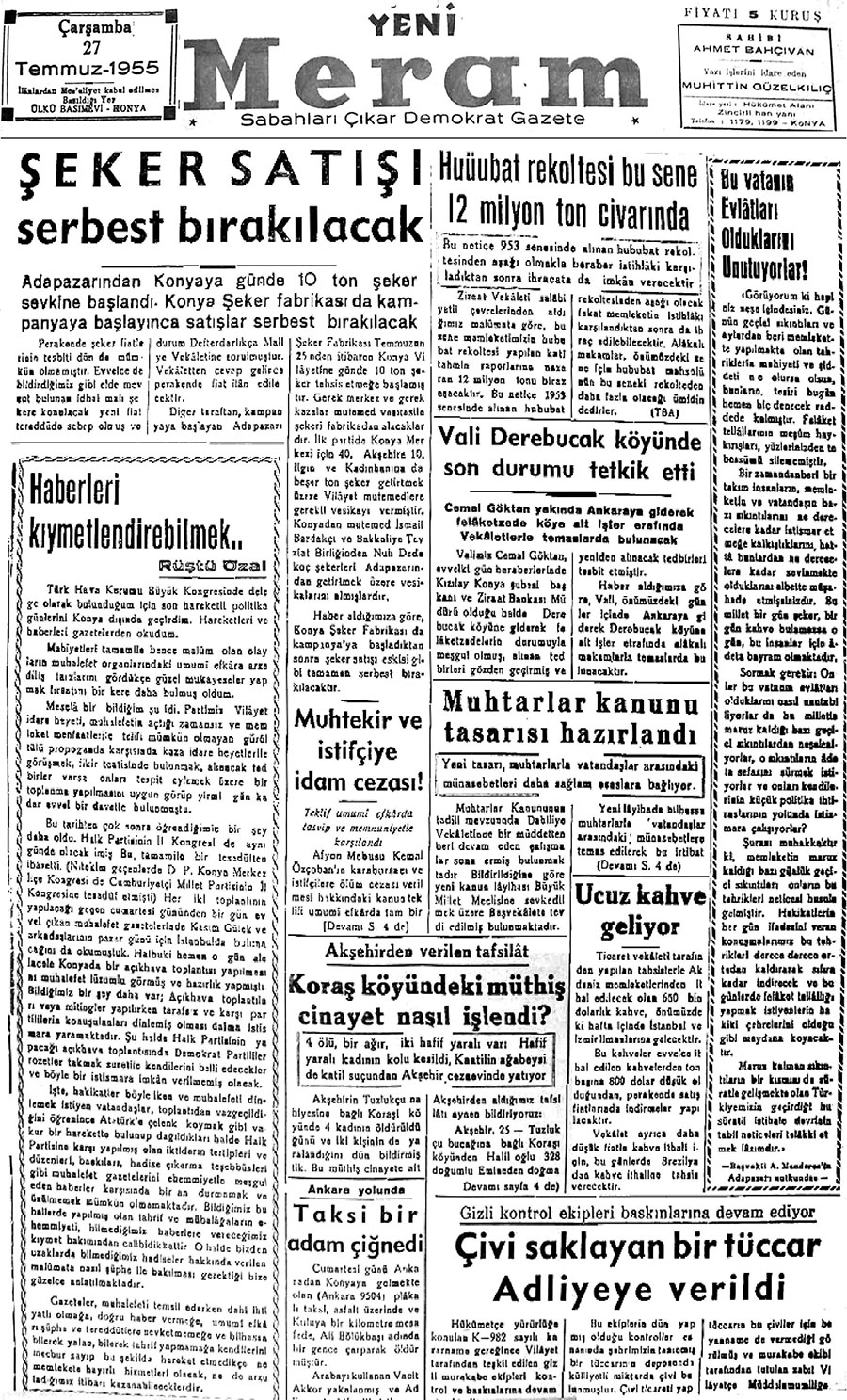 27 Temmuz 2018 Yeni Meram Gazetesi