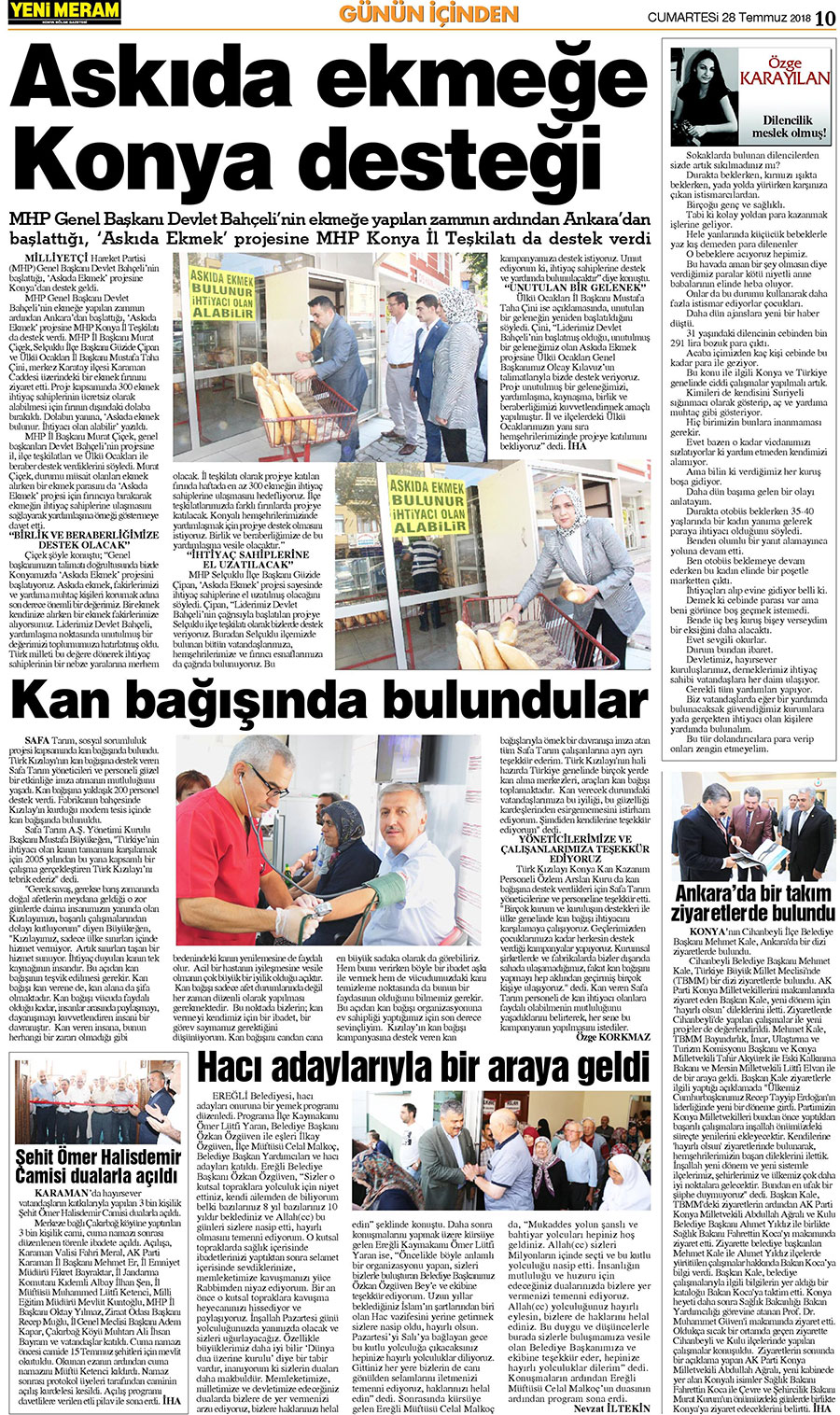 28 Temmuz 2018 Yeni Meram Gazetesi