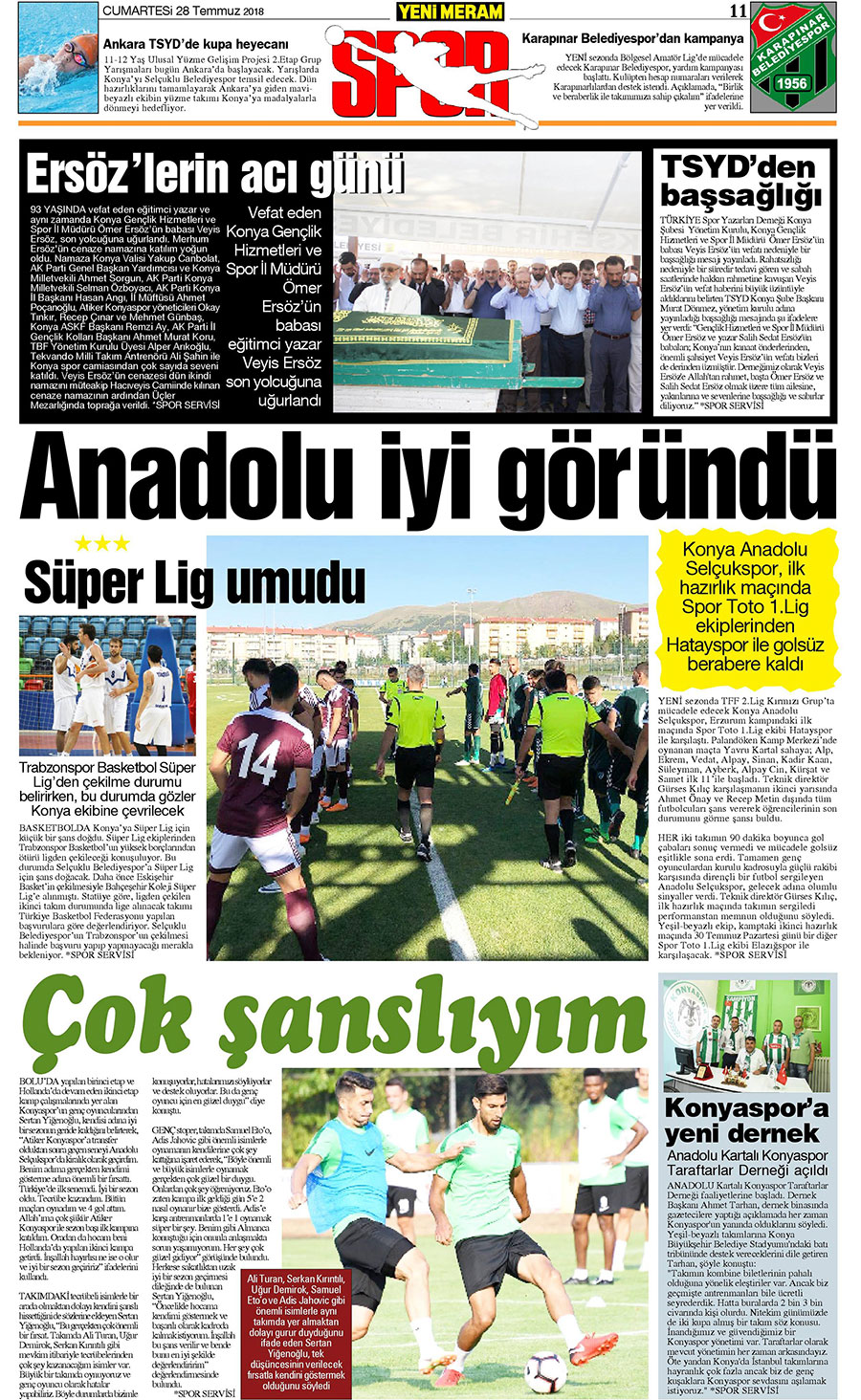 28 Temmuz 2018 Yeni Meram Gazetesi