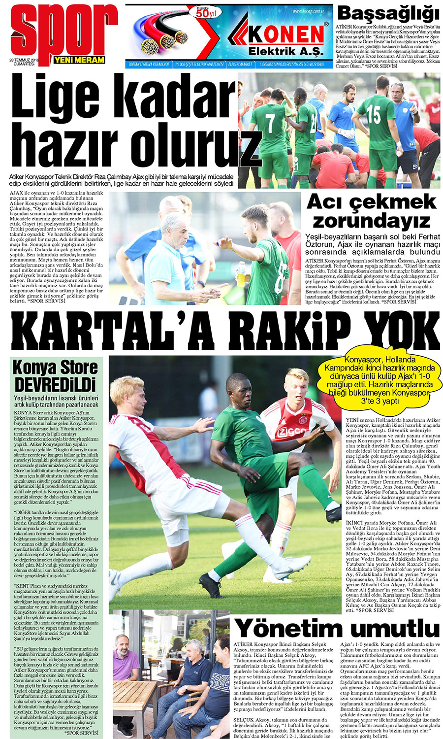 28 Temmuz 2018 Yeni Meram Gazetesi