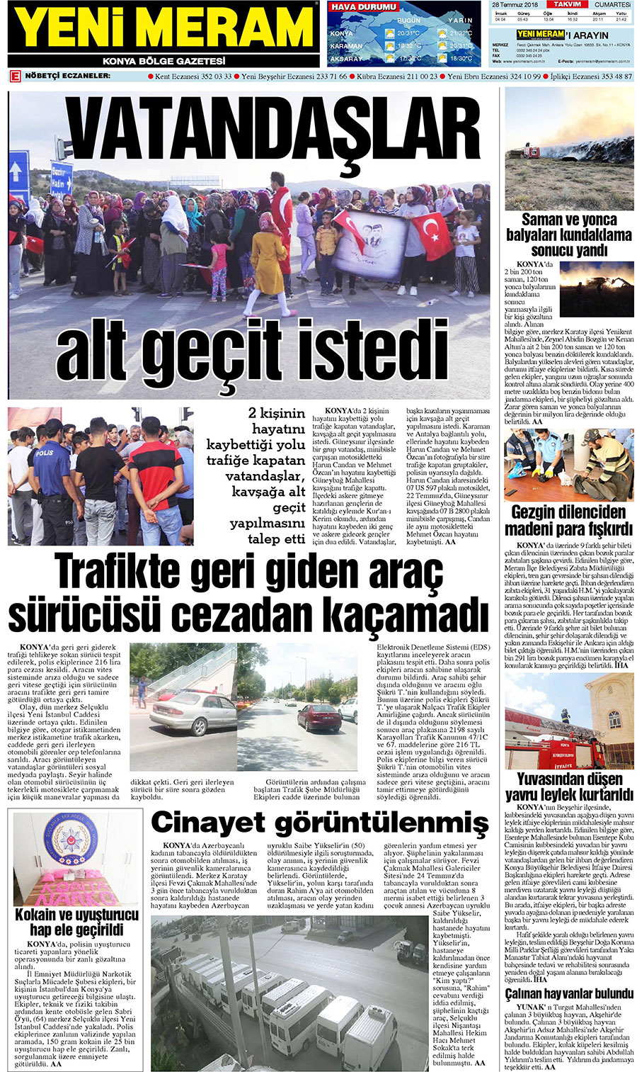 28 Temmuz 2018 Yeni Meram Gazetesi