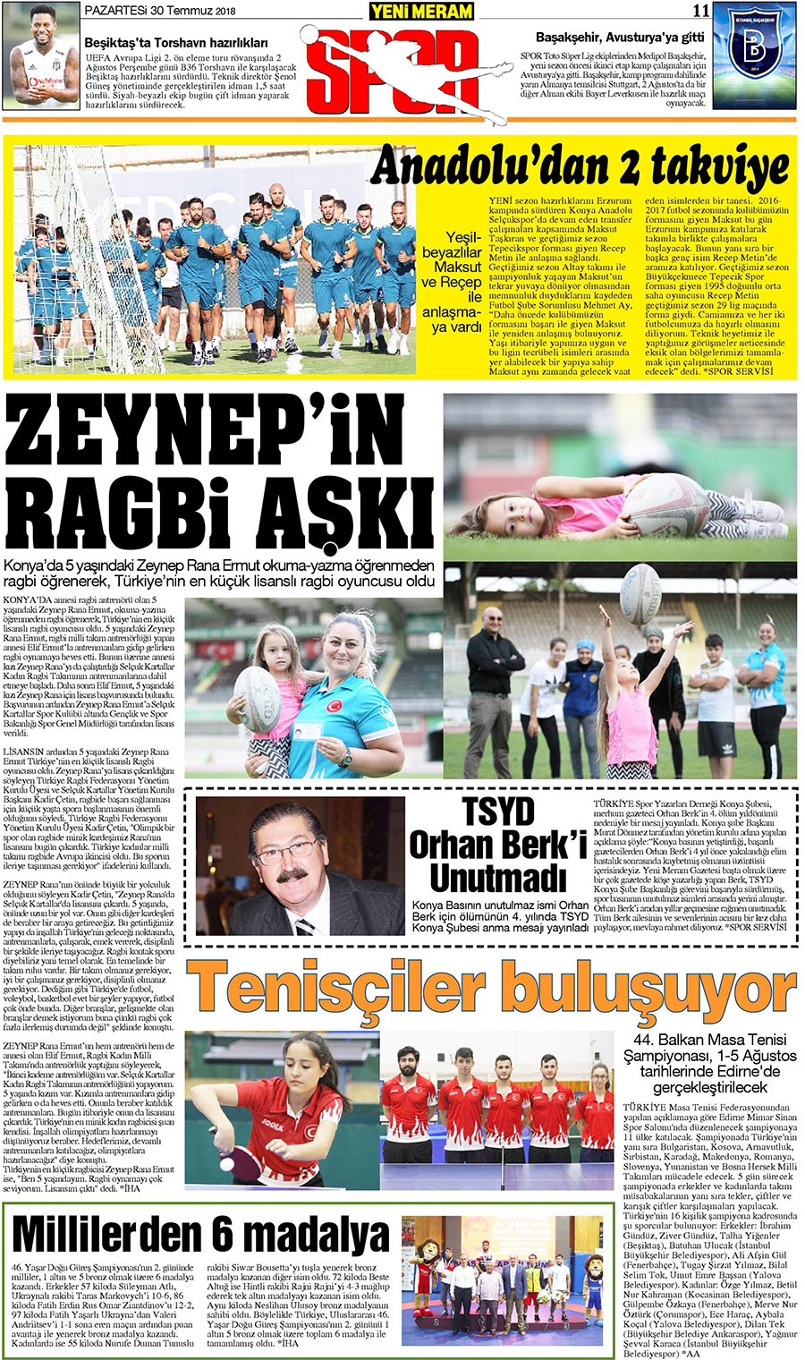 30 Temmuz 2018 Yeni Meram Gazetesi