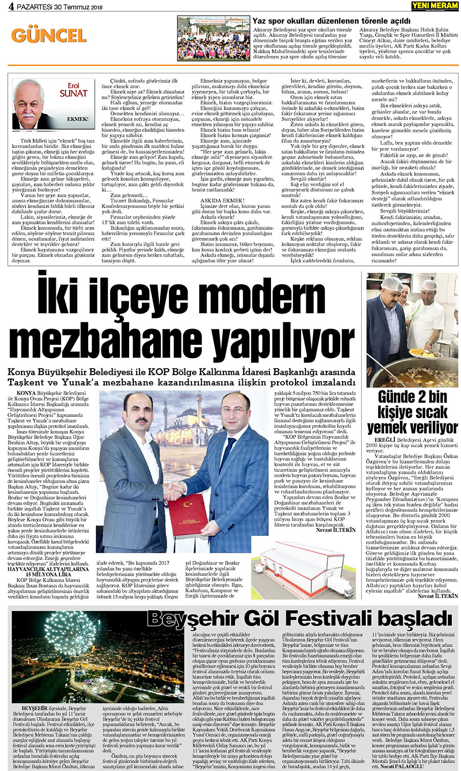 30 Temmuz 2018 Yeni Meram Gazetesi