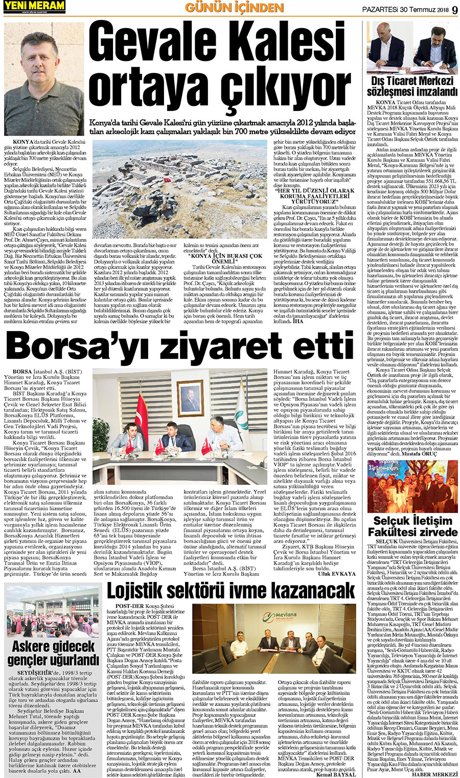 30 Temmuz 2018 Yeni Meram Gazetesi