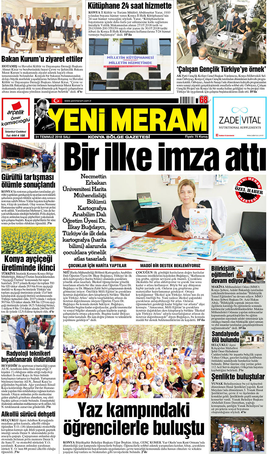 31 Temmuz 2018 Yeni Meram Gazetesi