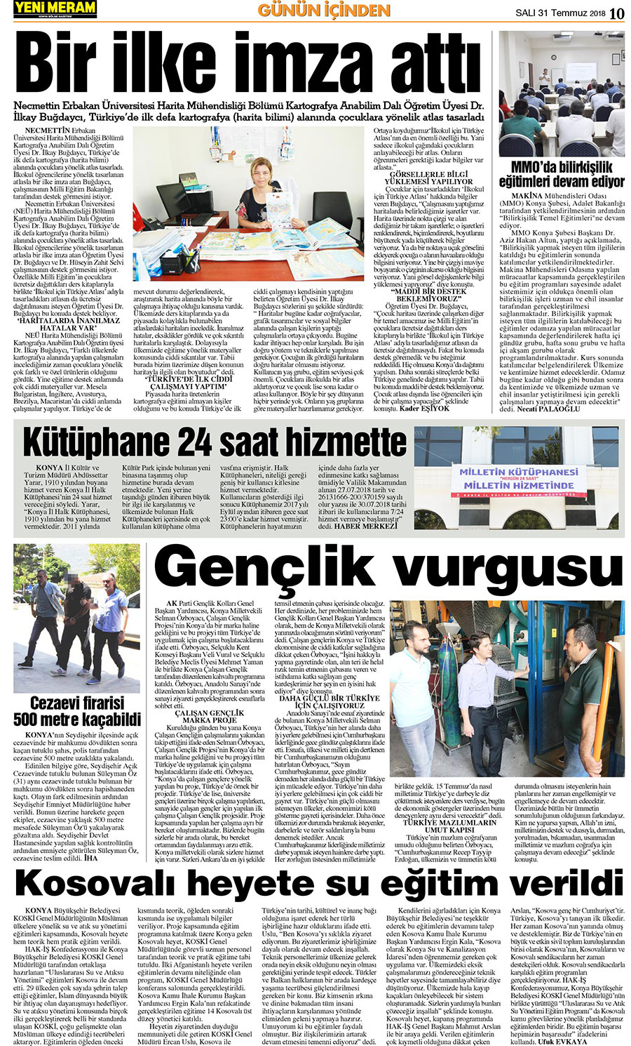 31 Temmuz 2018 Yeni Meram Gazetesi