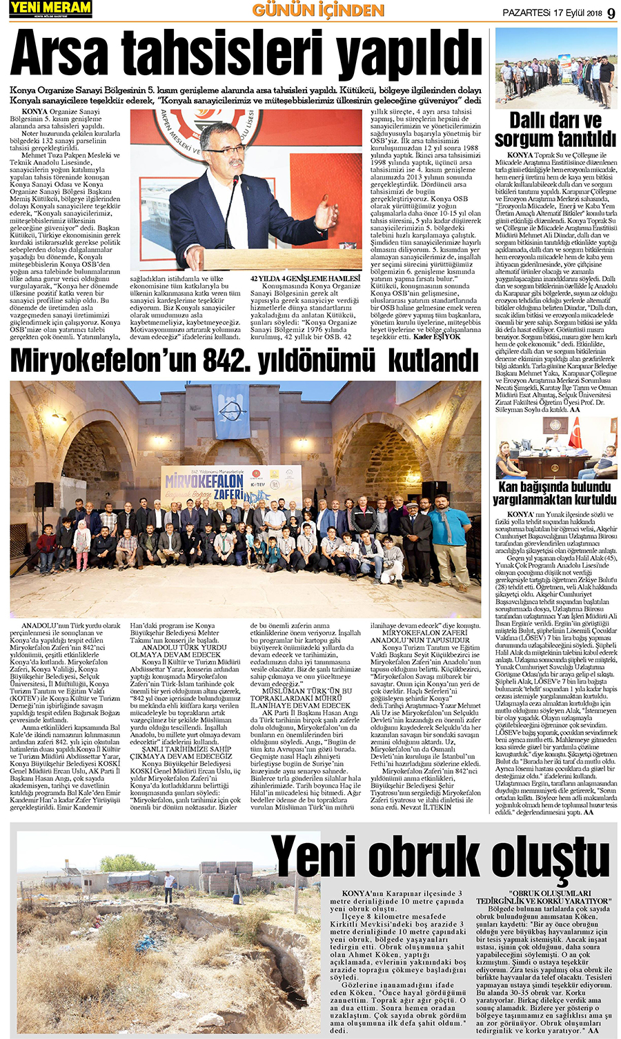 17 Eylül 2018 Yeni Meram Gazetesi