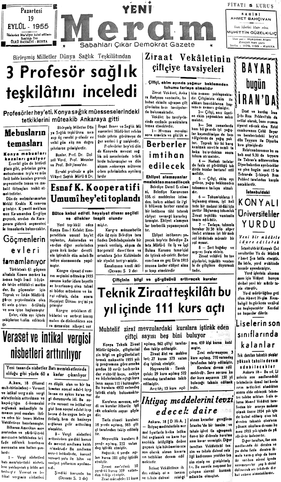 19 Eylül 2018 Yeni Meram Gazetesi