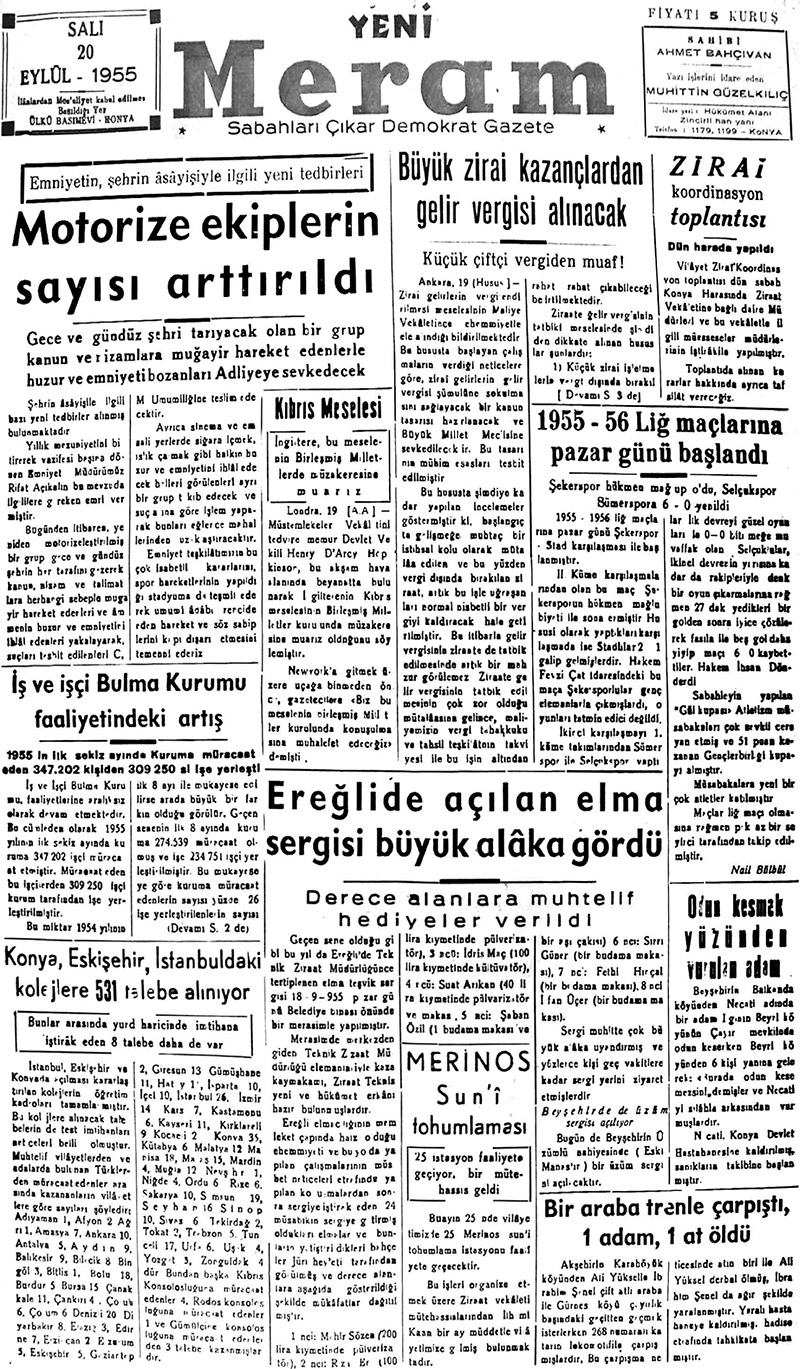 20 Eylül 2018 Yeni Meram Gazetesi