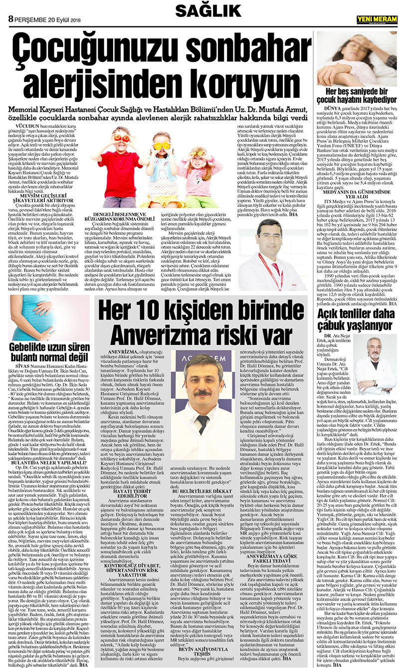 20 Eylül 2018 Yeni Meram Gazetesi