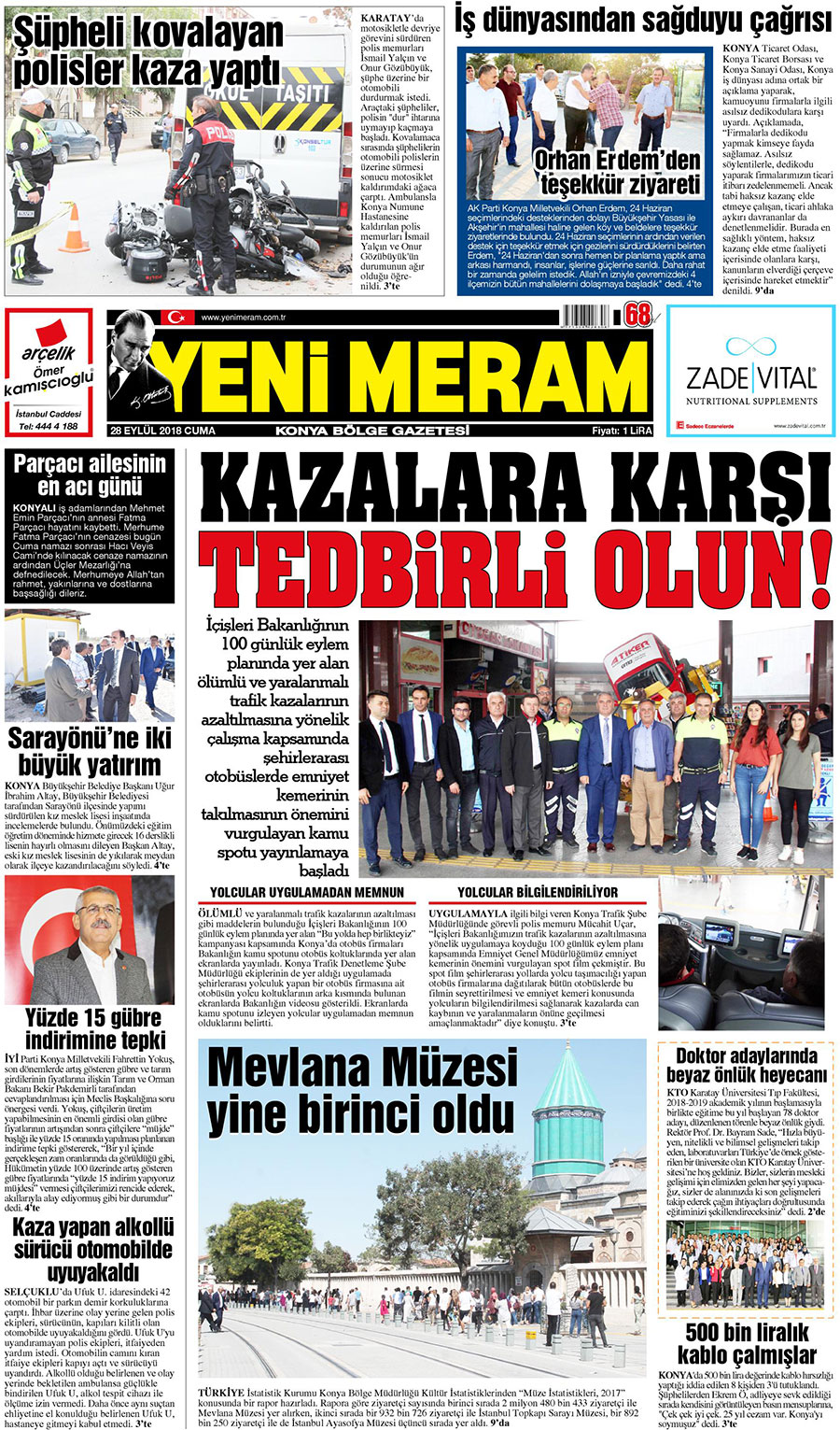 28 Eylül 2018 Yeni Meram Gazetesi