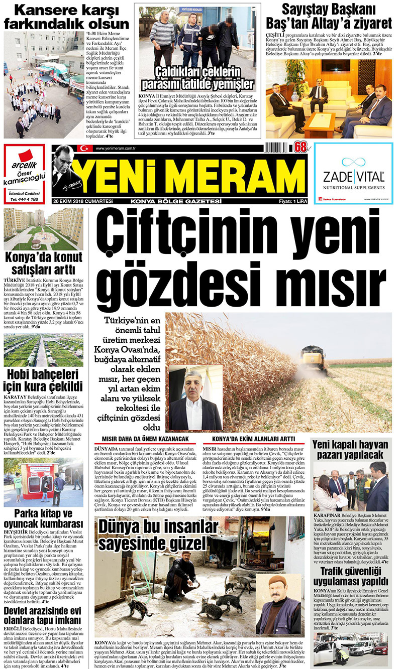 20 Ekim 2018 Yeni Meram Gazetesi