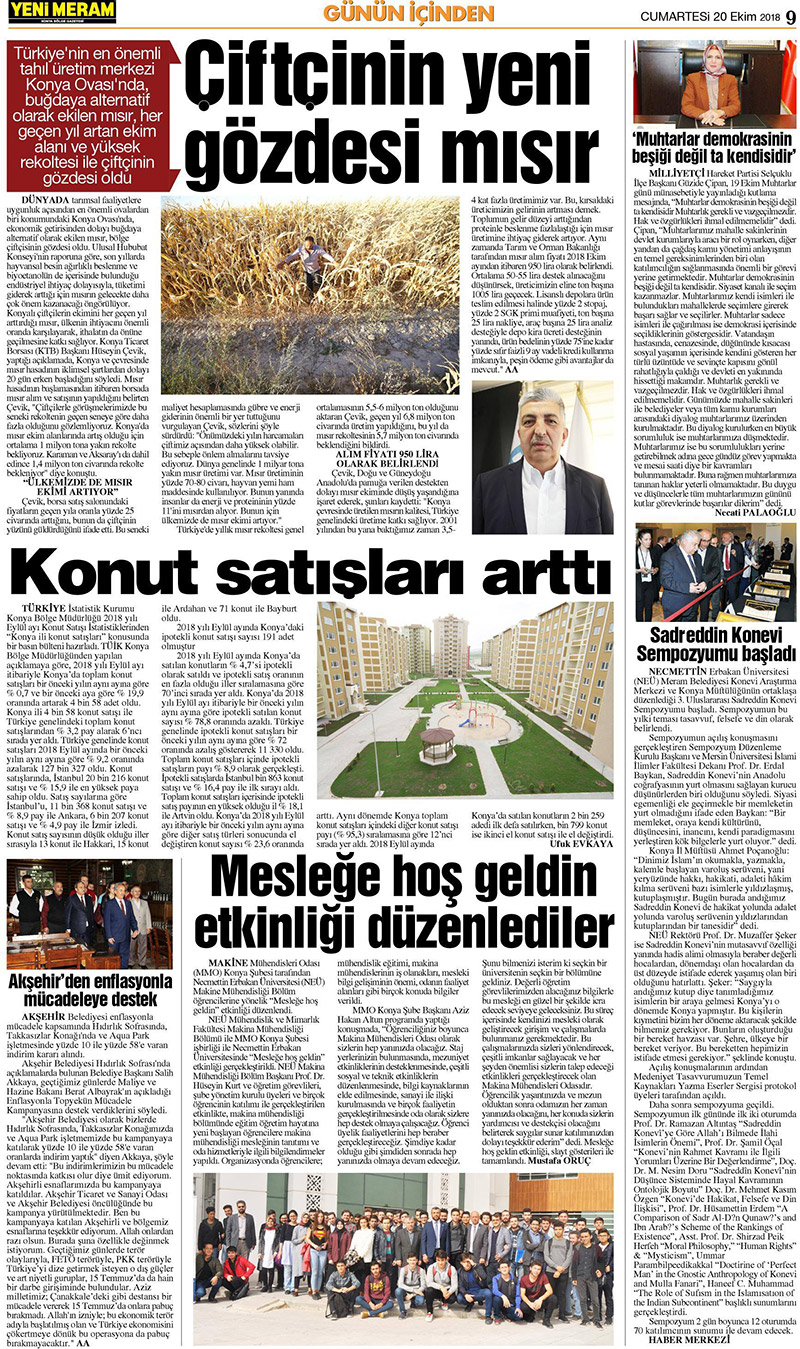 20 Ekim 2018 Yeni Meram Gazetesi