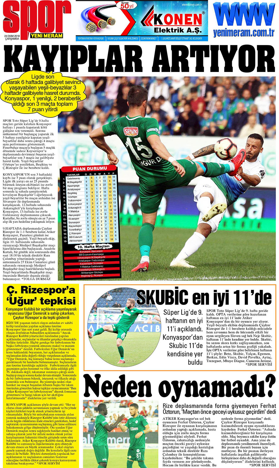 24 Ekim 2018 Yeni Meram Gazetesi