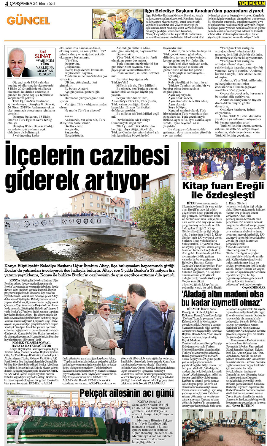 24 Ekim 2018 Yeni Meram Gazetesi