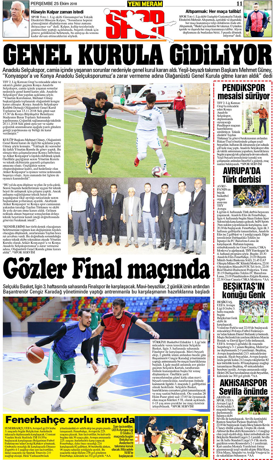 25 Ekim 2018 Yeni Meram Gazetesi