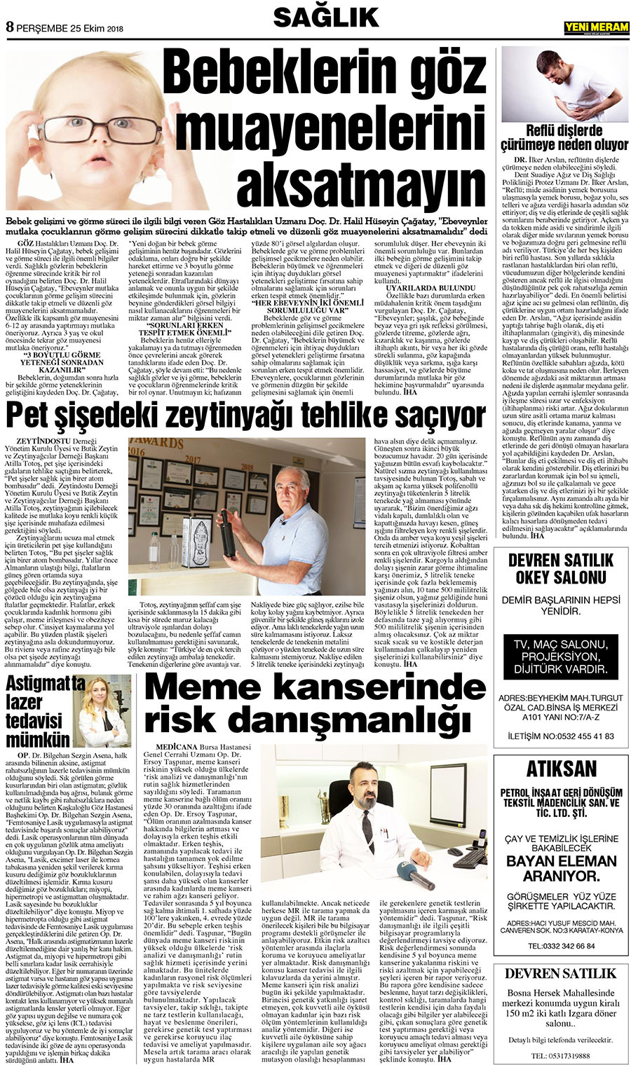 25 Ekim 2018 Yeni Meram Gazetesi