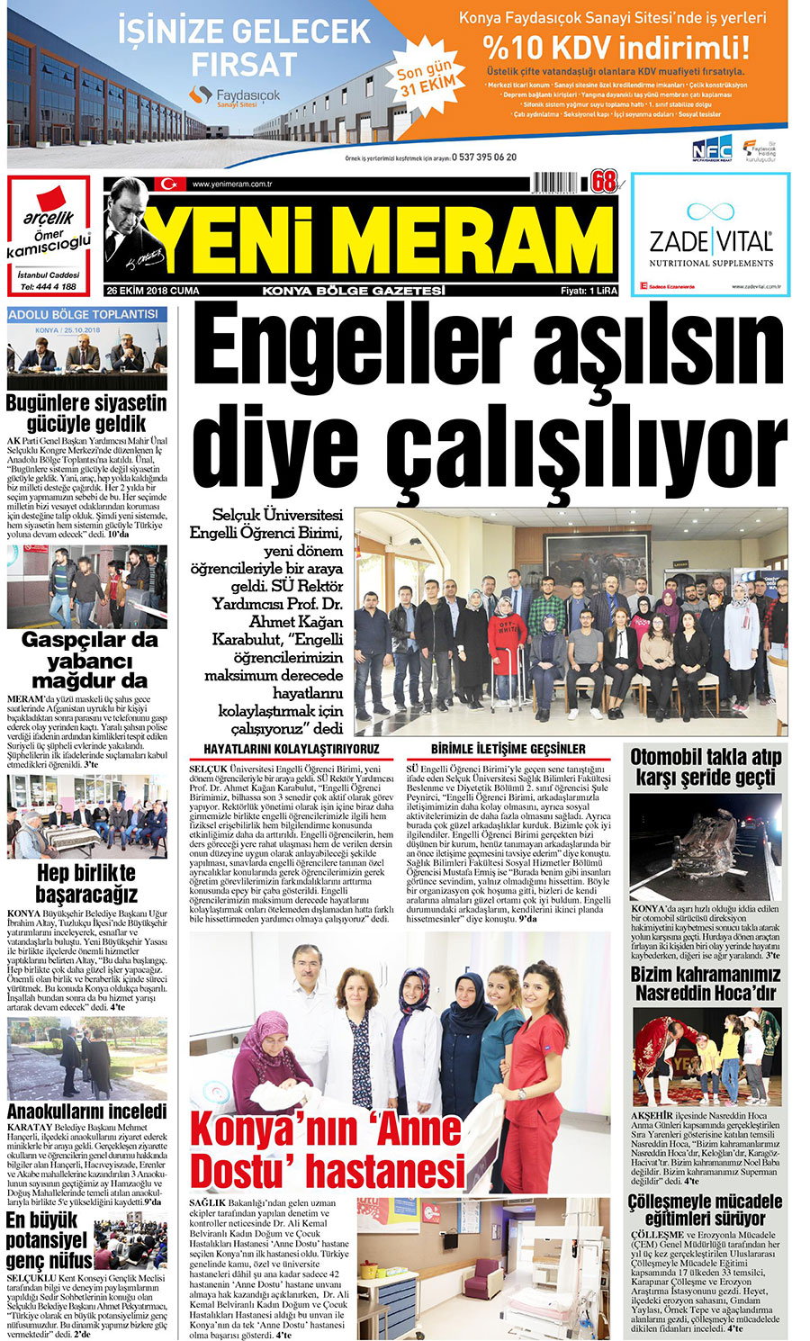 26 Ekim 2018 Yeni Meram Gazetesi