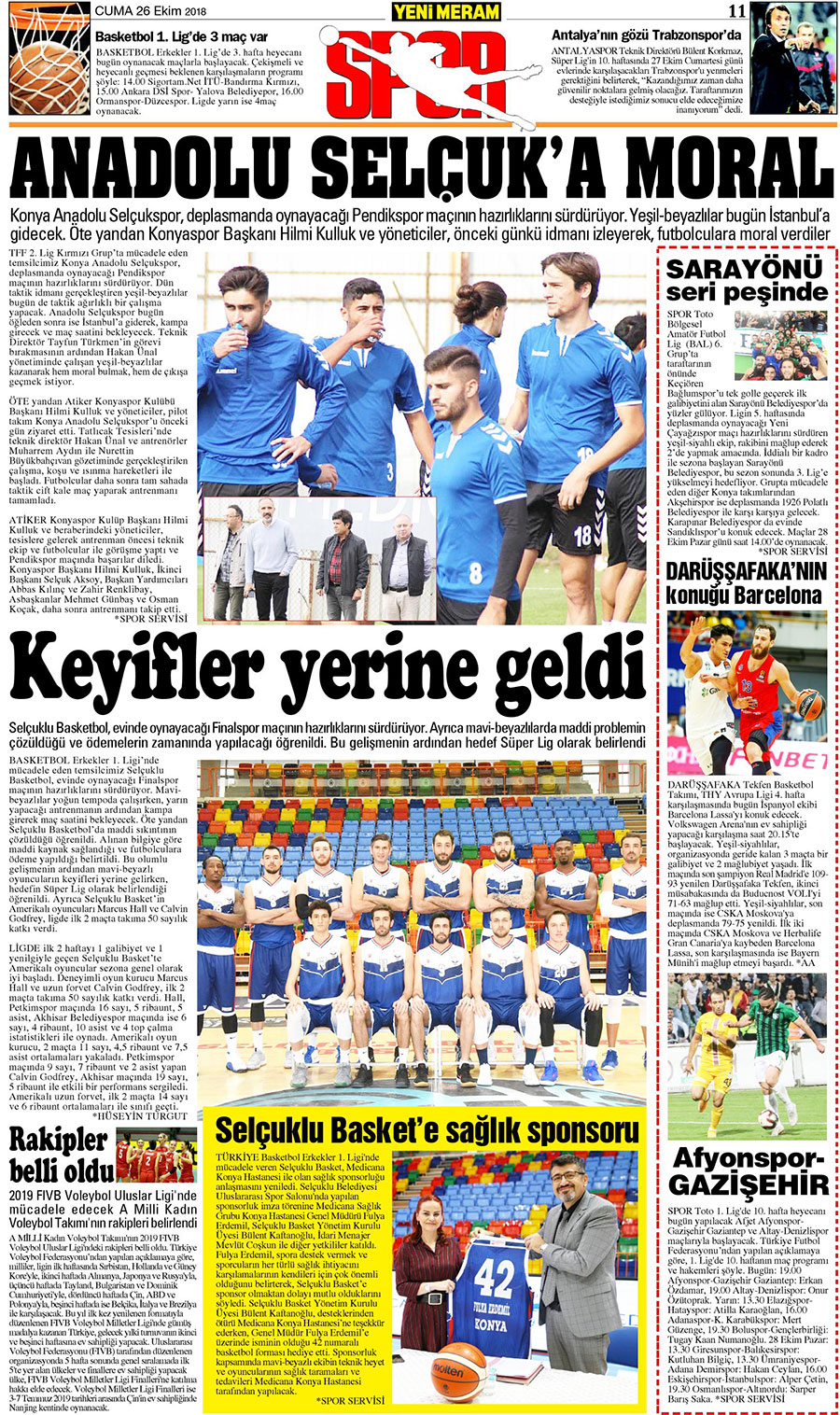 26 Ekim 2018 Yeni Meram Gazetesi