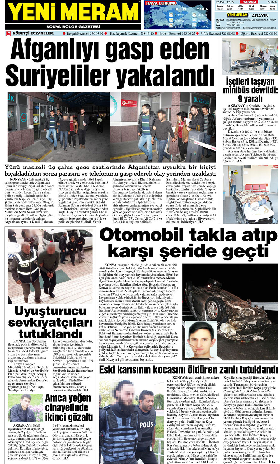 26 Ekim 2018 Yeni Meram Gazetesi