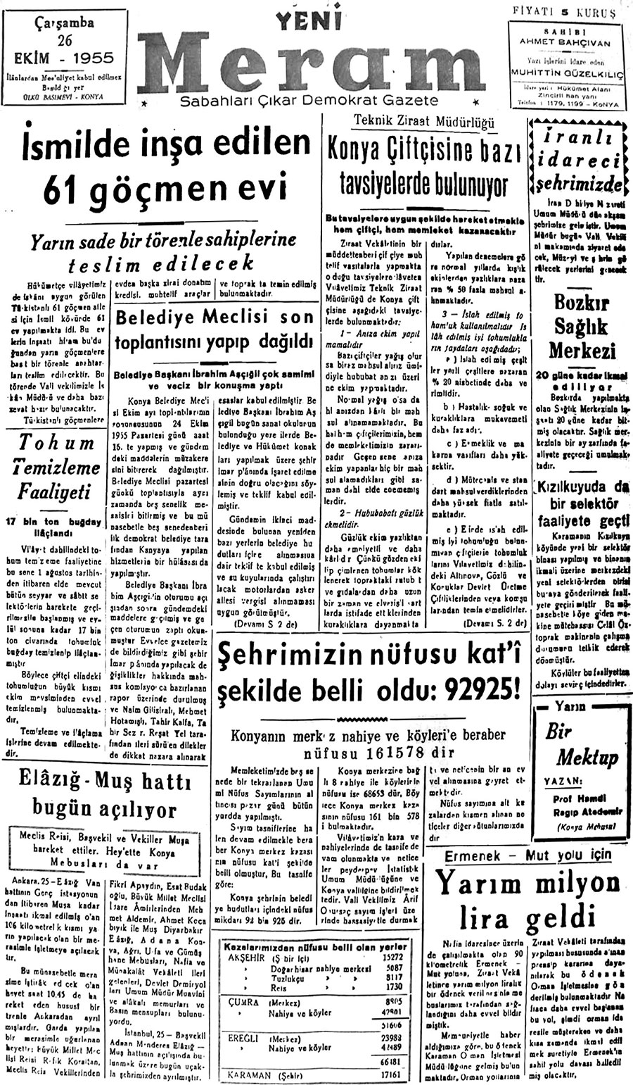 26 Ekim 2018 Yeni Meram Gazetesi