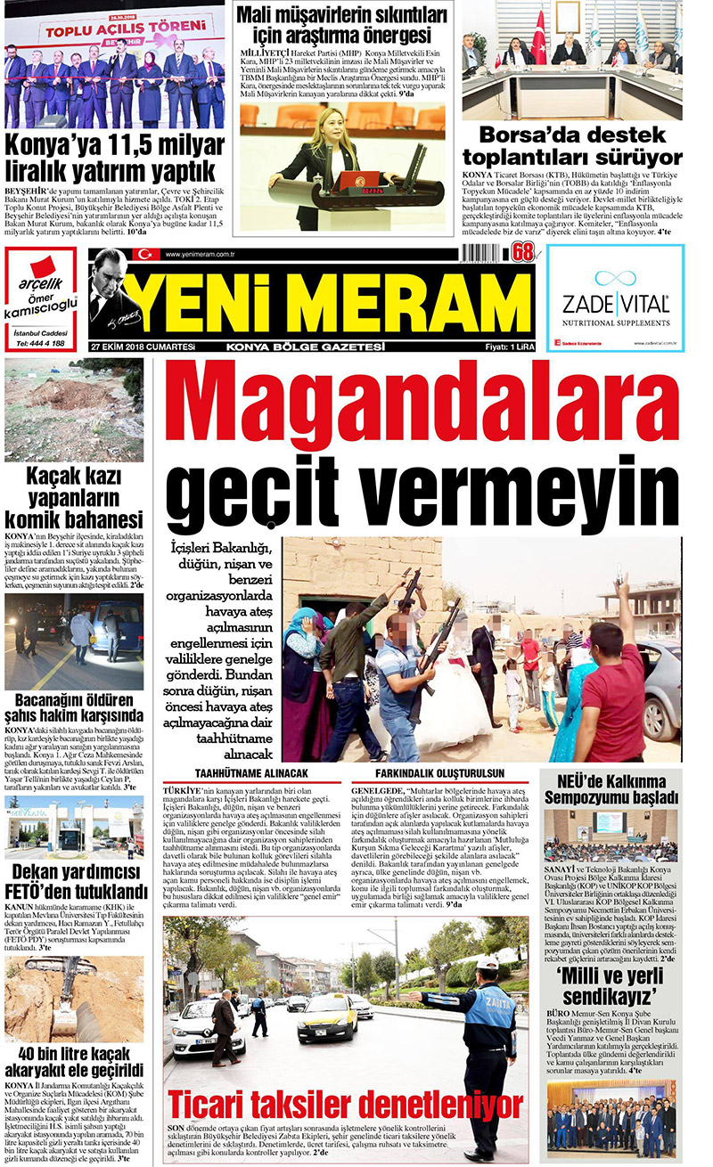 27 Ekim 2018 Yeni Meram Gazetesi