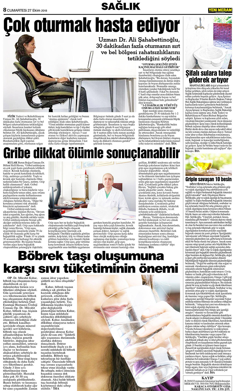 27 Ekim 2018 Yeni Meram Gazetesi