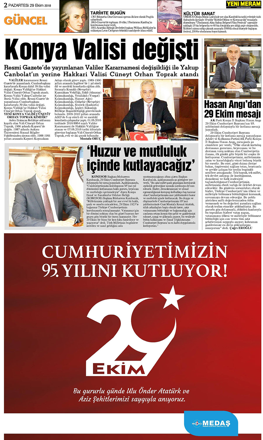 29 Ekim 2018 Yeni Meram Gazetesi