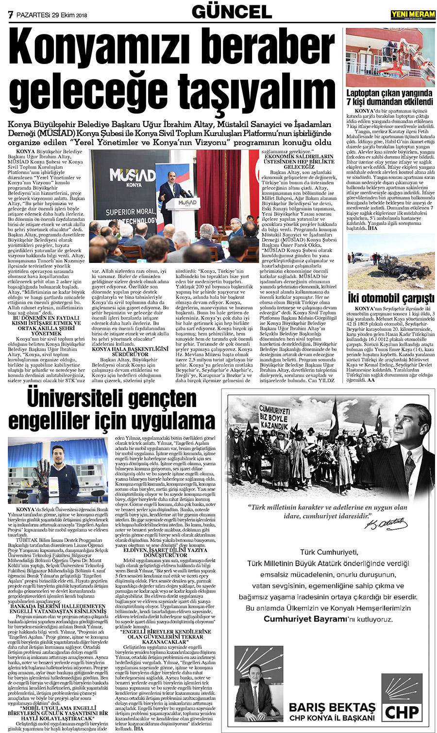 29 Ekim 2018 Yeni Meram Gazetesi