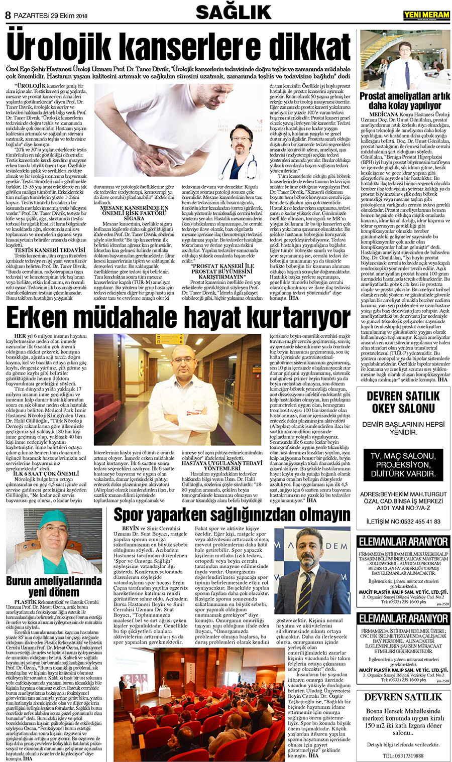 29 Ekim 2018 Yeni Meram Gazetesi