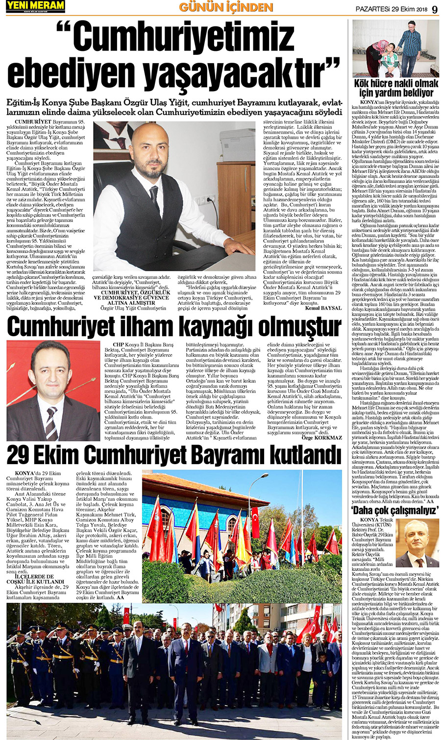 29 Ekim 2018 Yeni Meram Gazetesi